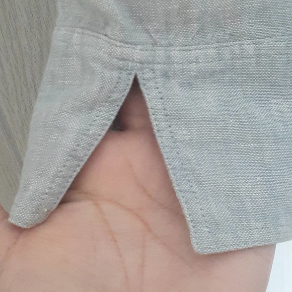 J. Jill 100% Linen Jacket Swing Gray Embroidered Patchwork Size Medium - Picture 7 of 11